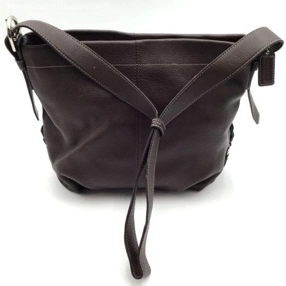 Coach Dark Brown Leather 'Messenger' Bag with Silver-Tone Hardware (+COA)